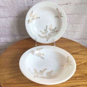 Vintage Federal Glass Golden Bamboo Rim Soup Bowls - Set of 2